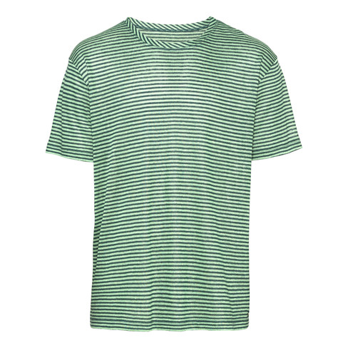 Gestreiftes T-Shirt aus Leinenjersey, eibe-geringelt L von Waschbär