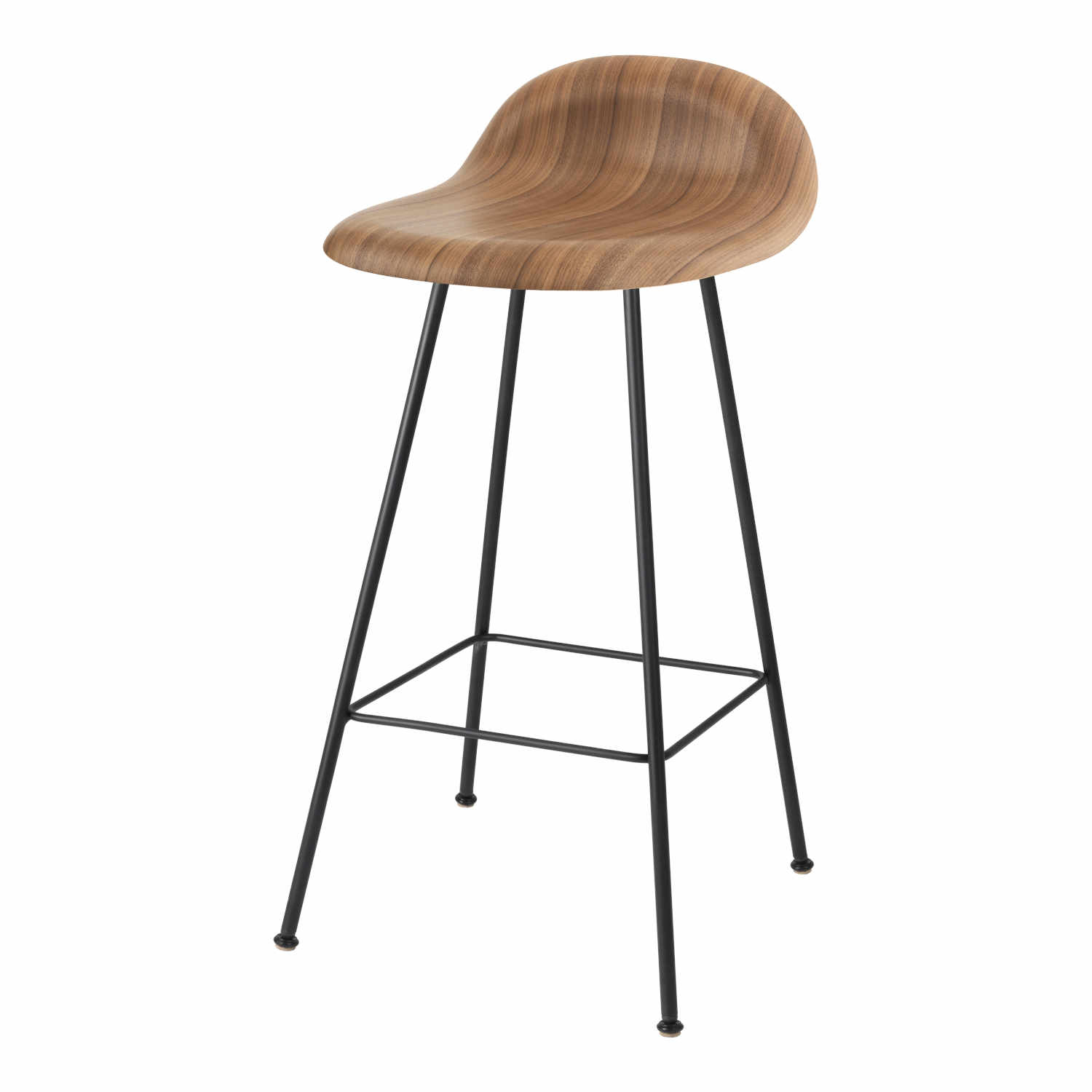 3D Bar/Counter Stool Center Wood Edition Barhocker, Grösse sitzhöhe 76 cm, Sitzschale Wood Shell american walnut semi matt lackiert (walnussholz) von GUBI