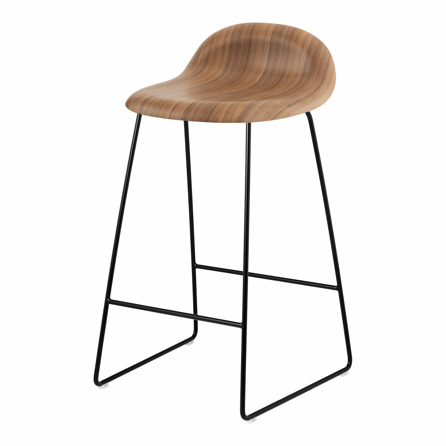 3D Bar/Counter Stool Sledge Wood Edition Barhocker, Grösse sitzhöhe 66 cm, Sitzschale Wood Shell oak semi matt lackiert (eiche), Untergestell stahl... von GUBI