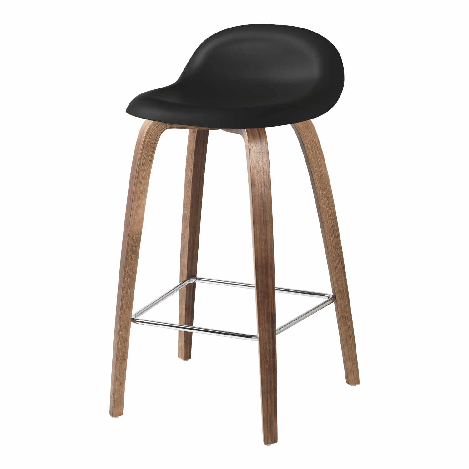 3D Bar/Counter Stool Wood Base Barhocker, Grösse sitzhöhe 76 cm, Untergestell Wood Base black stained beech semi matt lacquered von GUBI