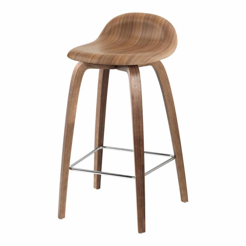 3D Bar/Counter Stool Wood Edition Barhocker, Grösse sitzhöhe 76 cm, Holz american walnut semi matt lackiert von GUBI