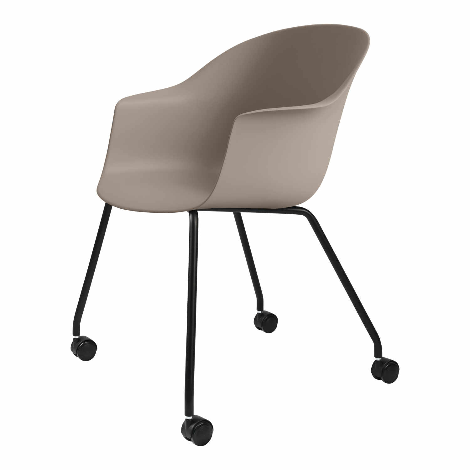 Bat Meeting Chair 4-Legs Rollenstuhl, Sitzschale Plastic Shell black von GUBI