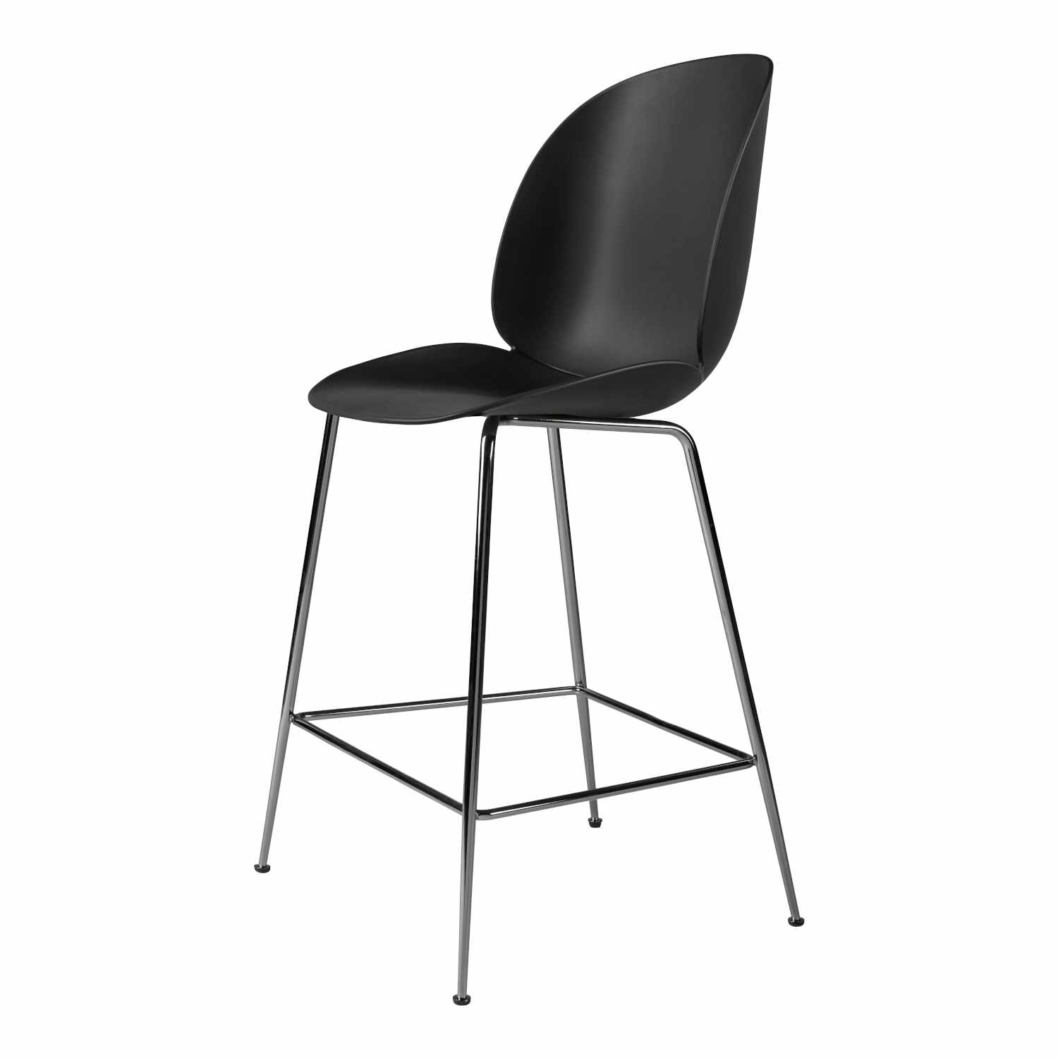 Beetle Counter Chair Conic Barhocker, Grösse sitzhöhe 63,5 cm, Sitzschale Plastic Shell alabaster white, Untergestell Conic Base black chrome von GUBI