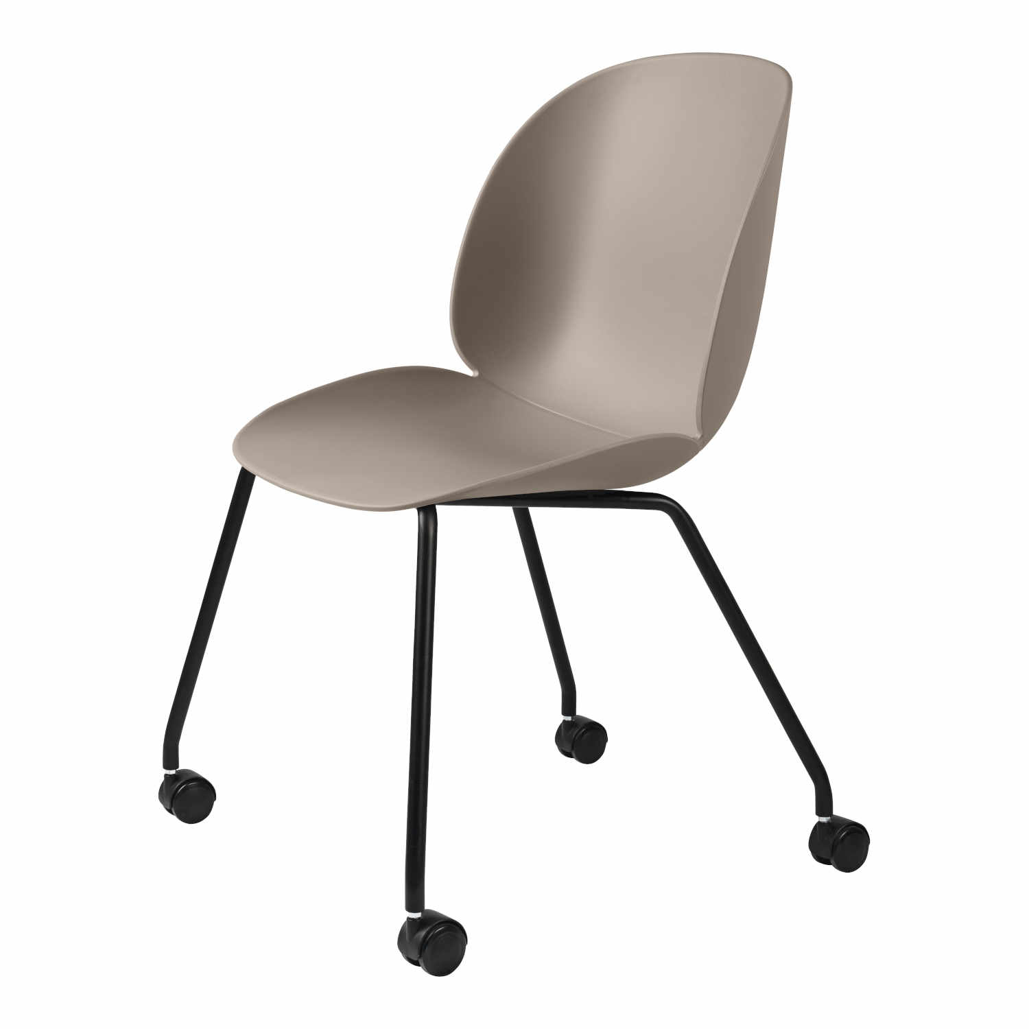 Beetle Meeting Chair 4-Legs Rollenstuhl, Sitzschale Plastic Shell amber brown von GUBI
