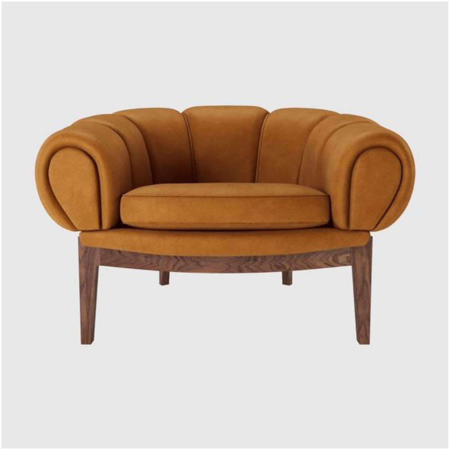 Croissant Lounge Chair, Bezug chamois cuoio leder, Untergestell Wood Base solid american walnut (geölt) von GUBI