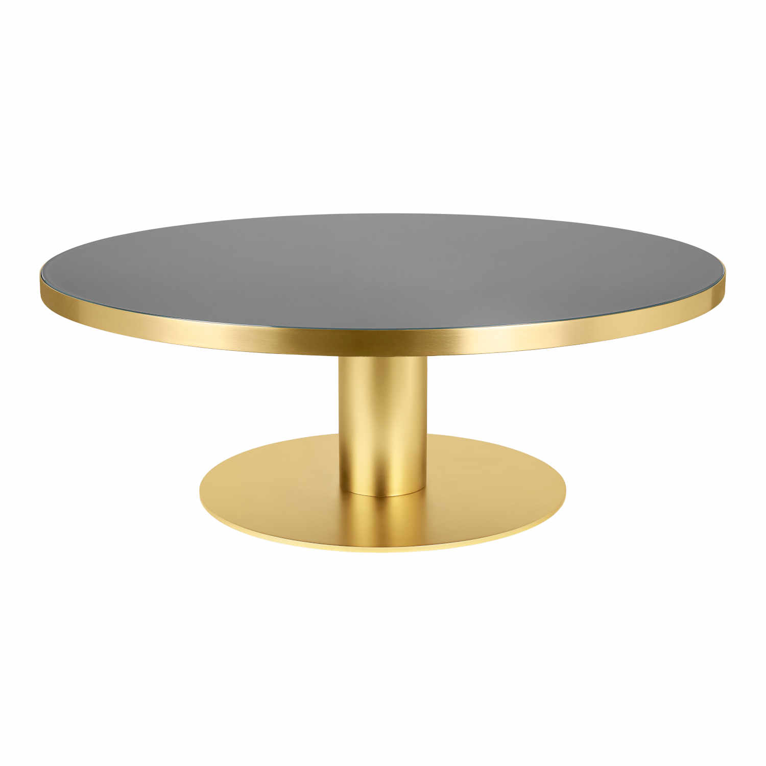 Gubi 2.0 Coffee Table Beistelltisch, Grösse ø 110 cm, Tischplatte marmor, black marquina, Untergestell stahl, brass von GUBI