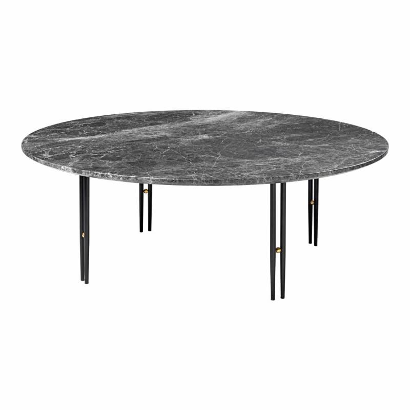 Ioi Coffee Table Beistelltisch, Grösse ø 100 cm, Tischplatte marmor, grey emperador, Untergestell stahl, black semi matt von GUBI