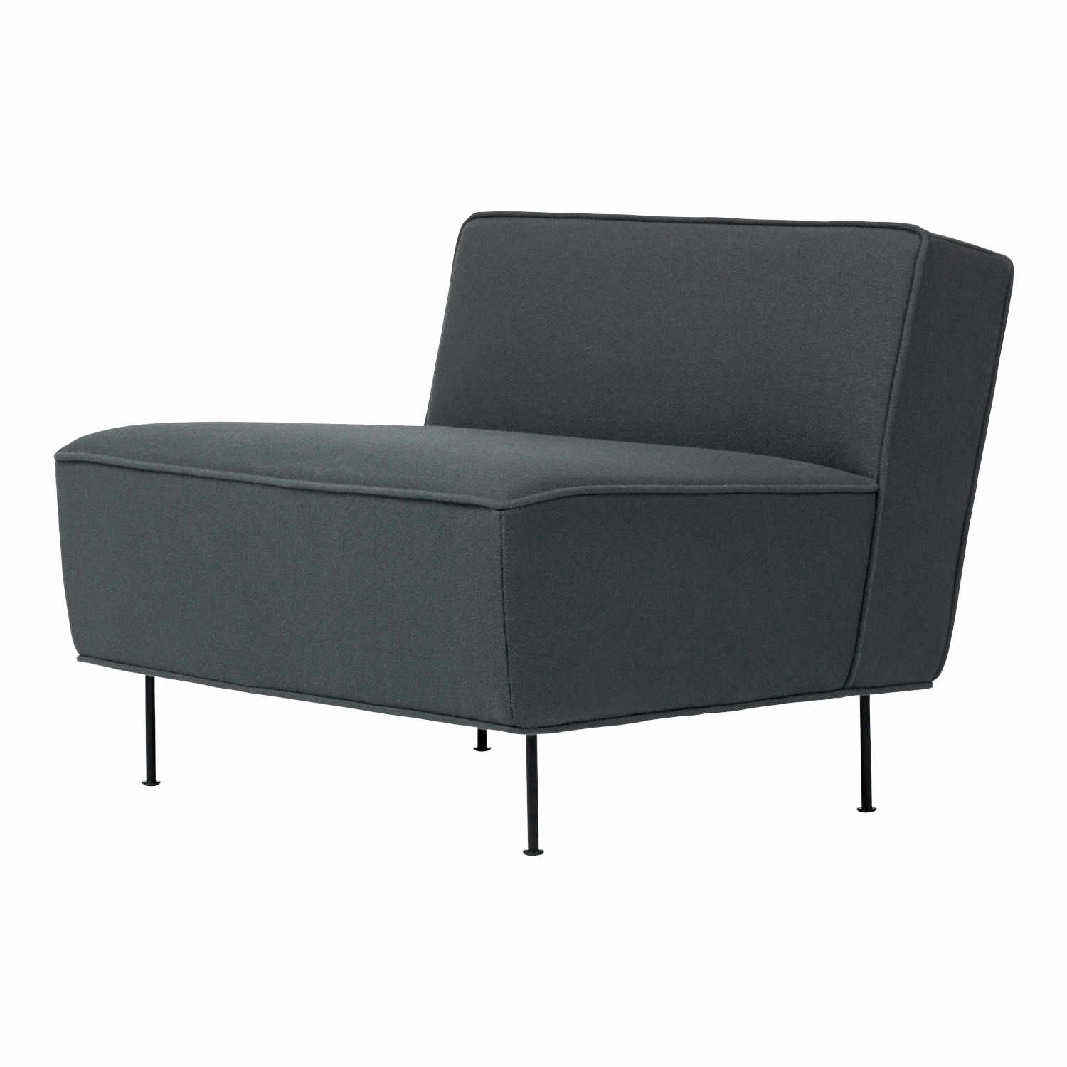 Modern Line Lounge Chair Sessel, Bezug kvadrat remix 0123 stoff, Untergestell stahl, black semi matt von GUBI