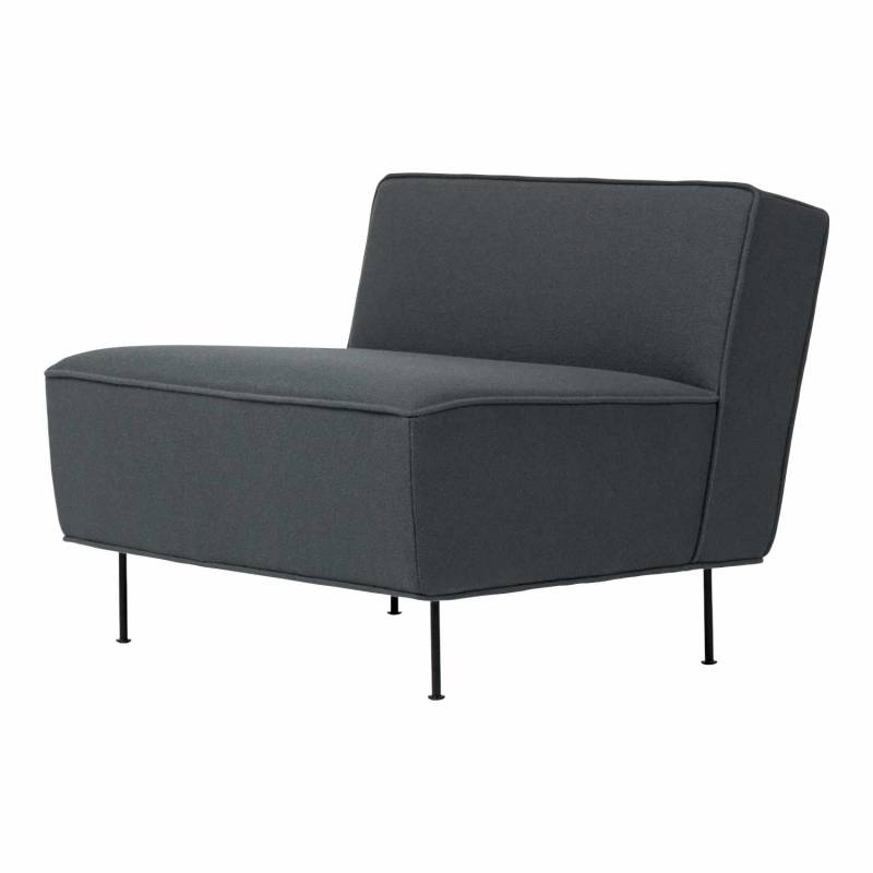 Modern Line Lounge Chair Sessel, Bezug kvadrat remix 0133 stoff, Untergestell stahl, black semi matt von GUBI