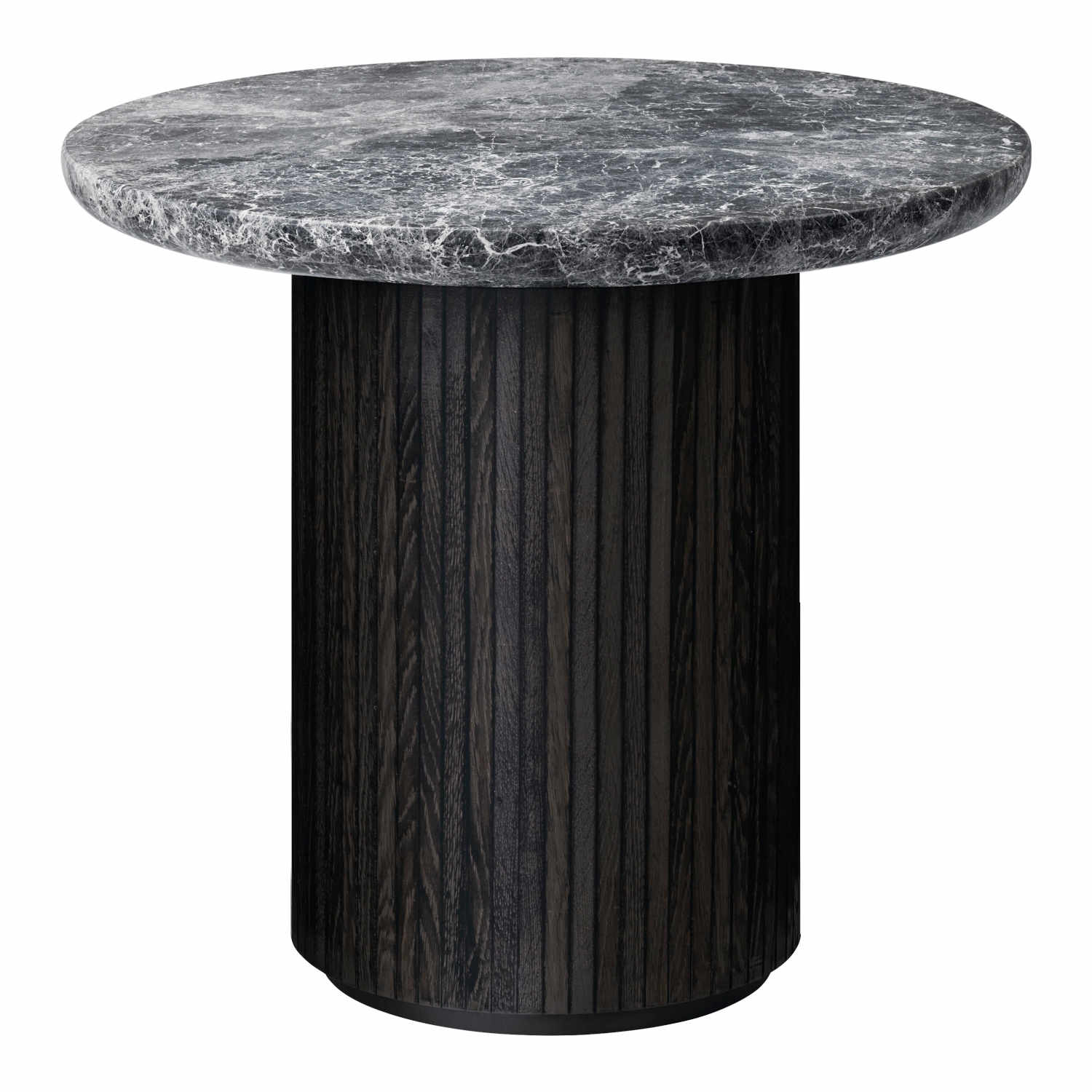 Moon Lounge Table Beistelltisch, Ausführung marmor, grey emperador/holz, stained veneer oak (braun/schwarz) von GUBI