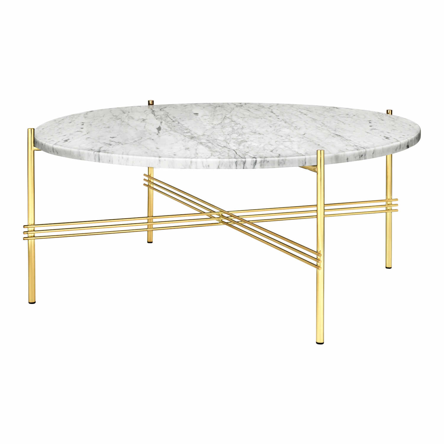 TS Coffee Table Round Couchtisch, Grösse ø 55 cm, Tischplatte marmor, brown emperador, Untergestell stahl, black von GUBI