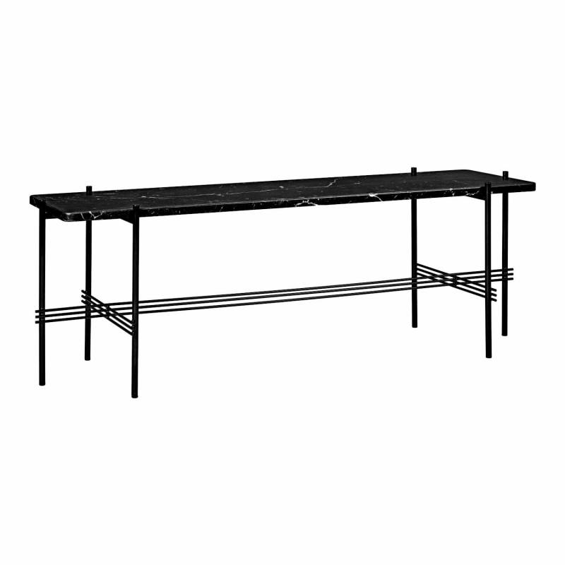 TS Console 1 Rack Couchtisch, Tischplatte marmor, grey emperador, Untergestell stahl, brass von GUBI
