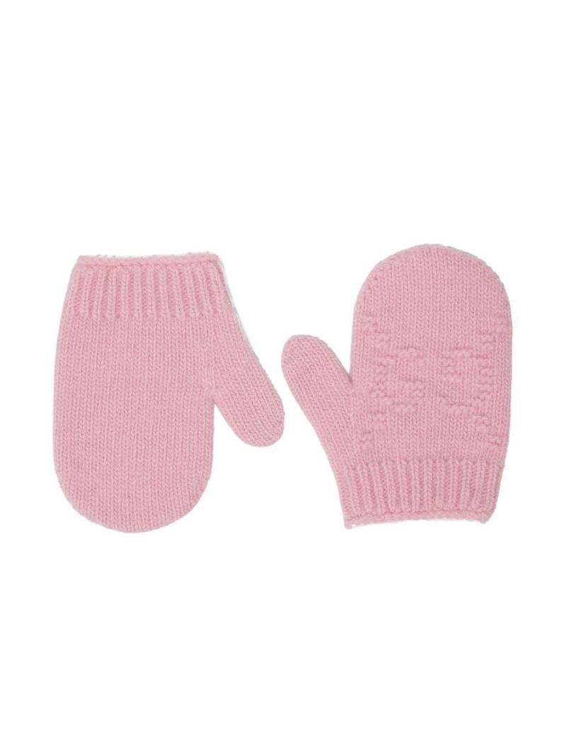 Gucci Kids logo-texture knit gloves - Pink von Gucci Kids