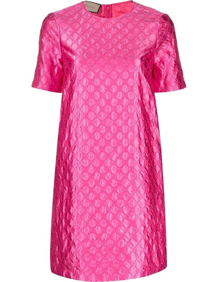 Gucci GG-embroidered monogram shift dress - Pink von Gucci