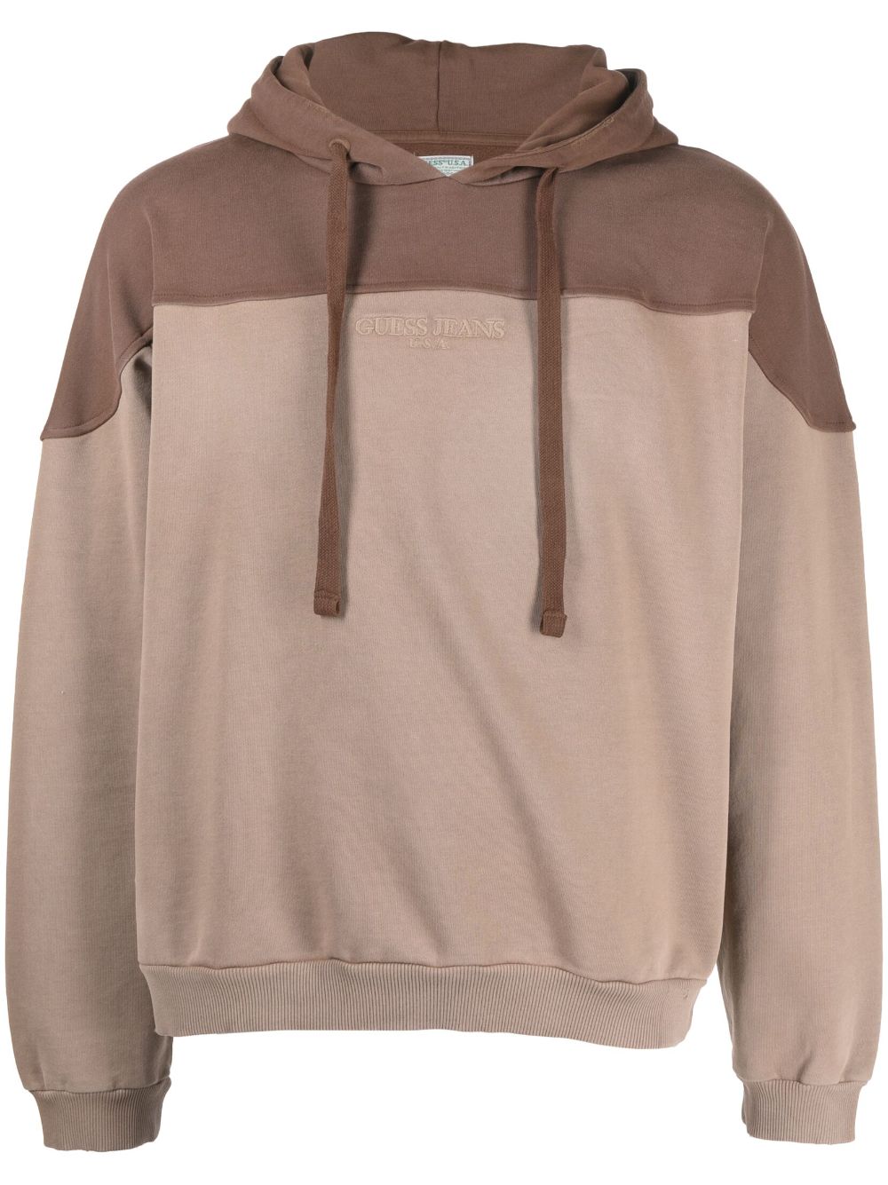 GUESS USA embroidered-logo cotton hoodie - Brown von GUESS USA