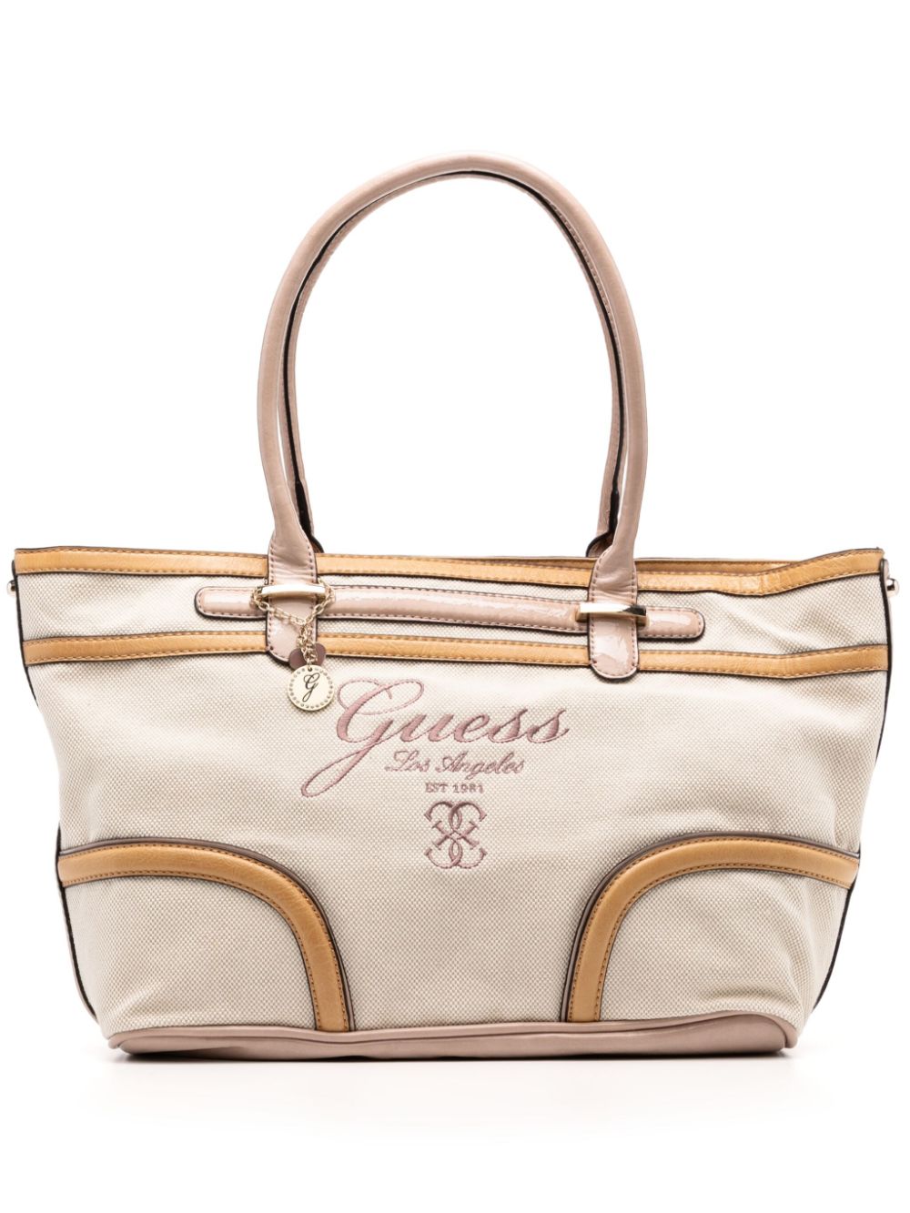 GUESS USA logo-embroidered canvas tote bag - Neutrals von GUESS USA