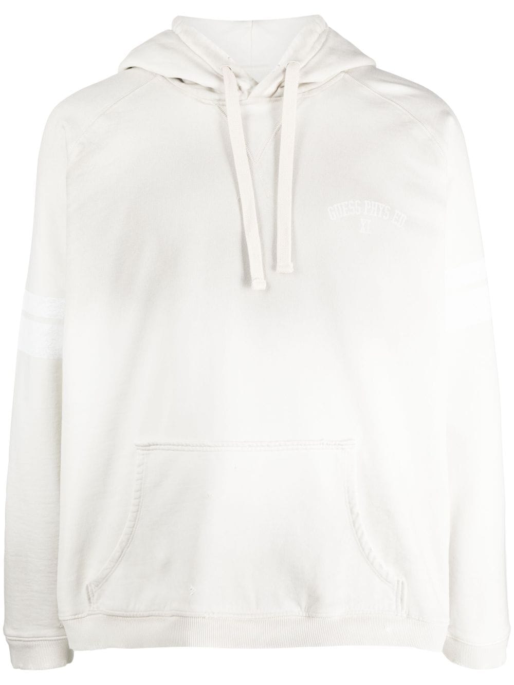 GUESS USA slogan-print striped hoodie - White von GUESS USA