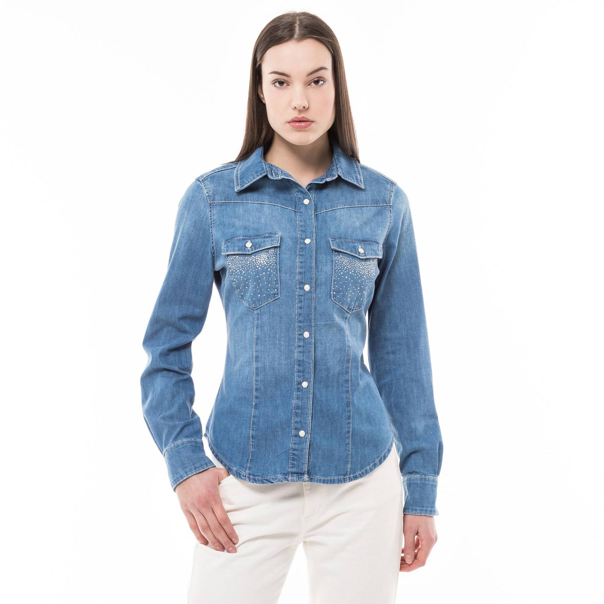 Jeansbluse Damen Blau Denim S von GUESS