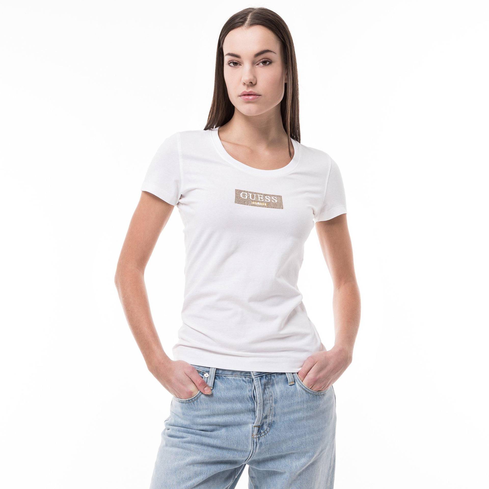 T-shirt, Rundhals, Kurzarm Damen Weiss M von GUESS