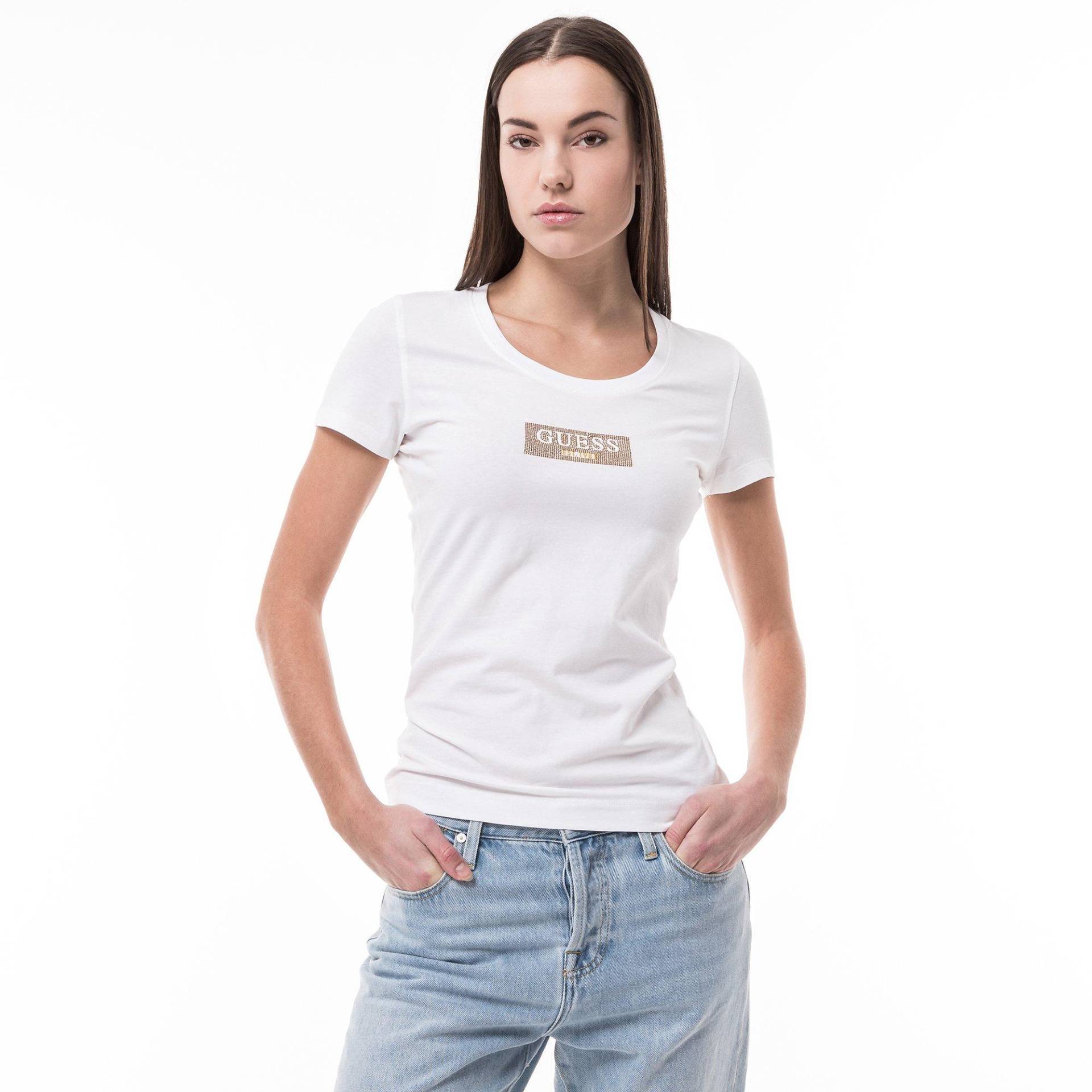 T-shirt, Rundhals, Kurzarm Damen Weiss S von GUESS