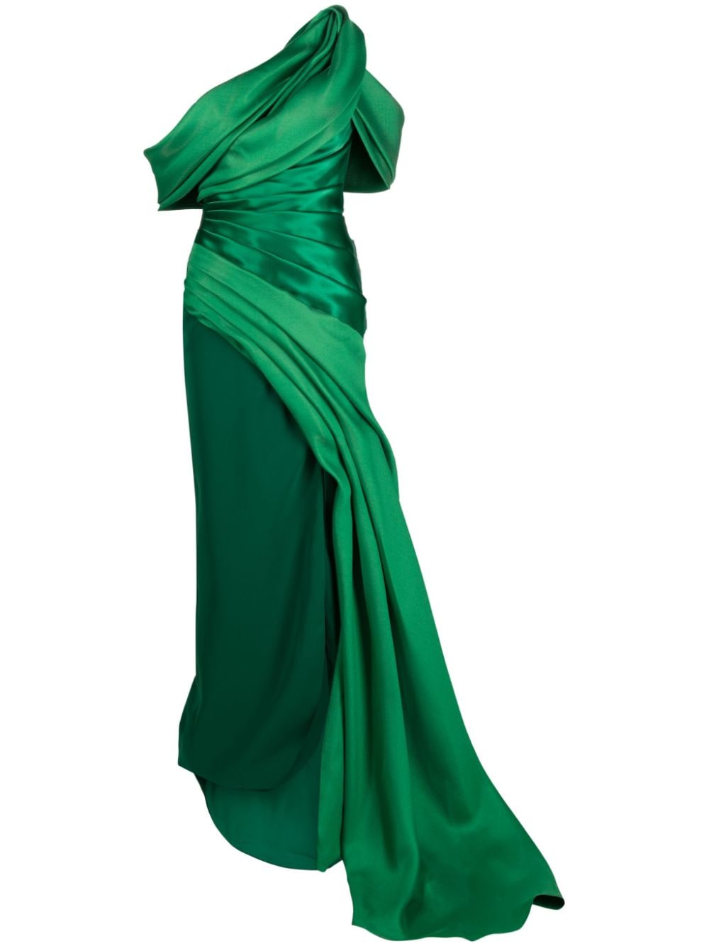 Gaby Charbachy draped open-shoulder gown - Green von Gaby Charbachy