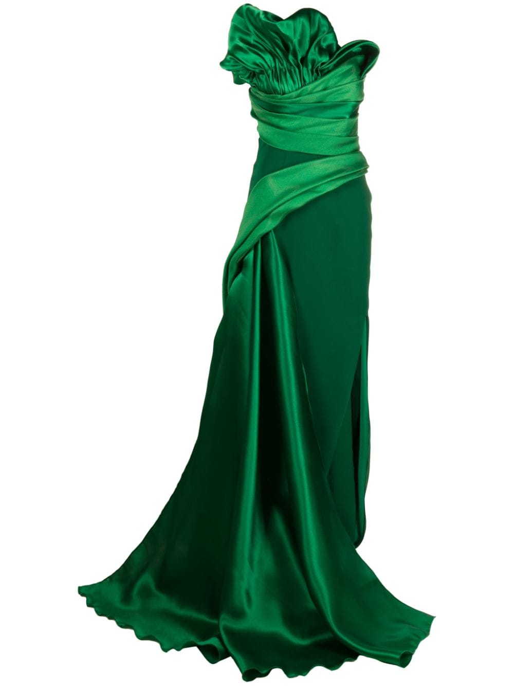 Gaby Charbachy draped strapless gown - Green von Gaby Charbachy