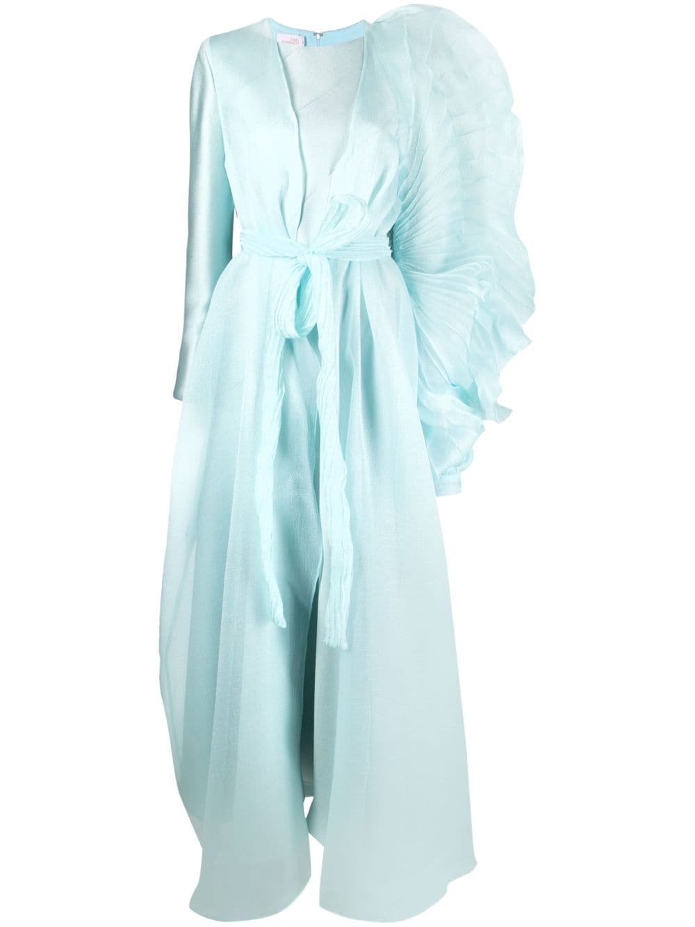 Gaby Charbachy puff-sleeve pleated gown - Blue von Gaby Charbachy