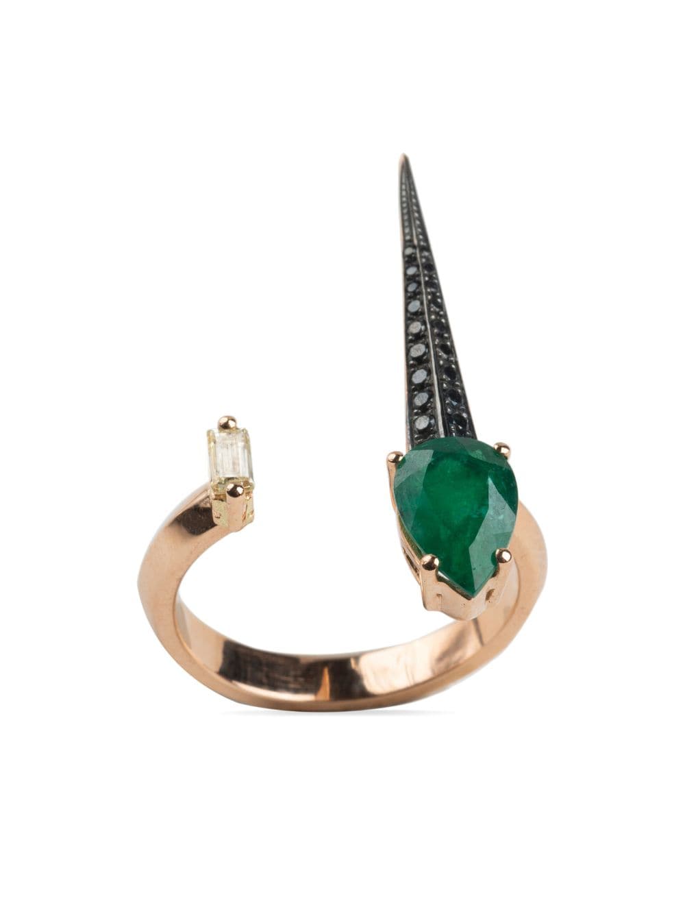 Gaelle Khouri 18kt yellow gold Unitaire diamond and emerald ring - Pink von Gaelle Khouri