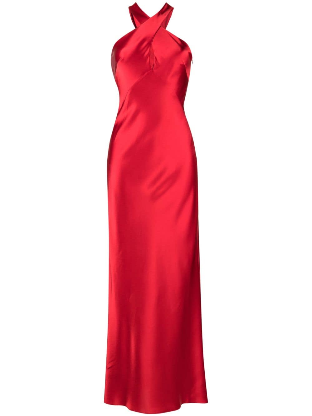 Galvan London Evelyn crossover-neck satin maxi dress - Red von Galvan London