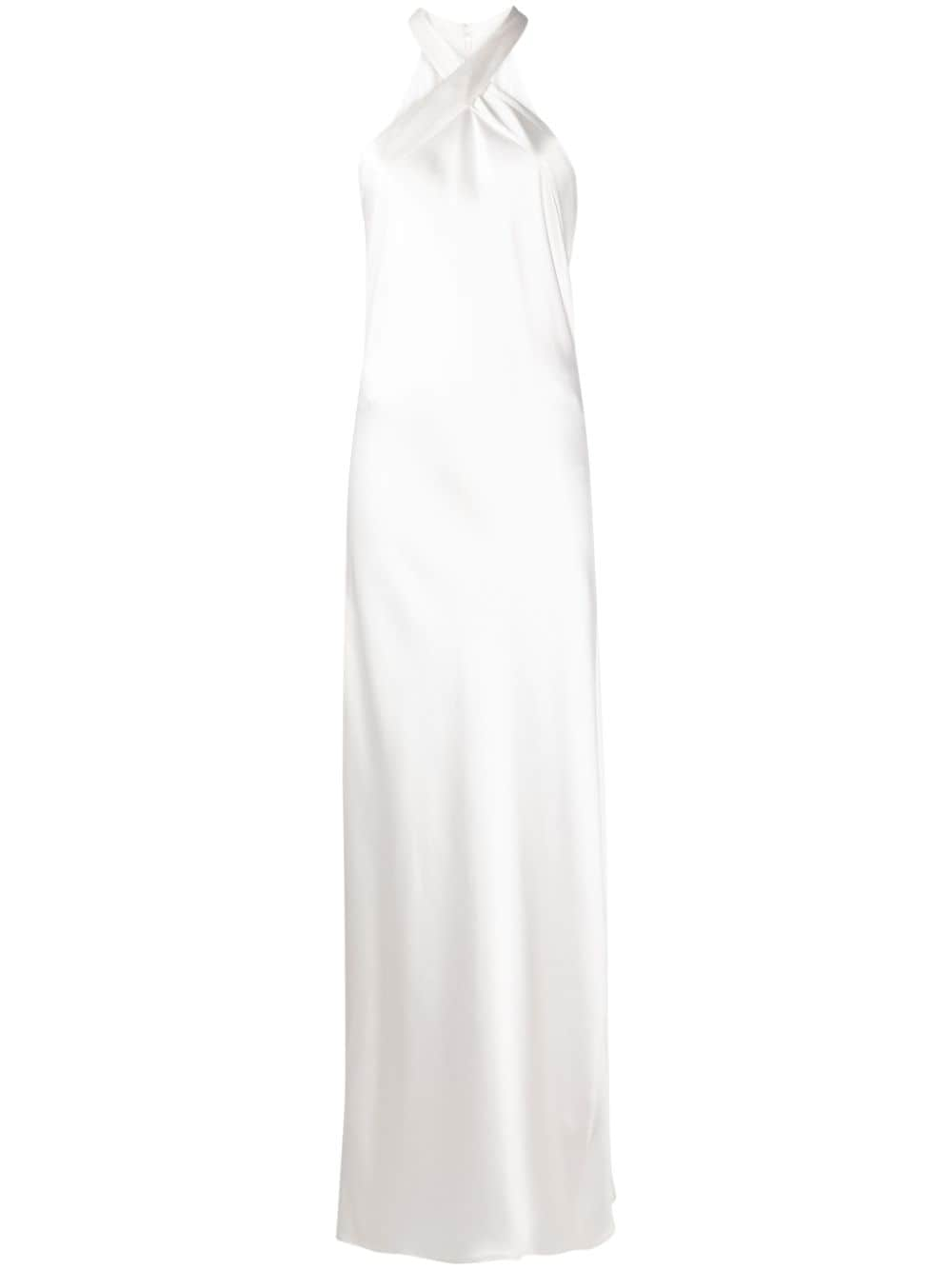 Galvan London Monaco crossover-neck silk gown - White von Galvan London