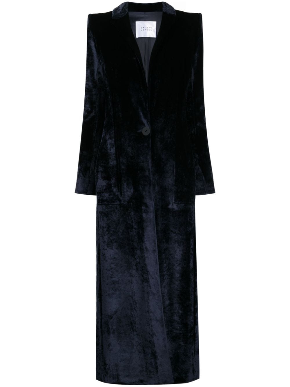 Galvan London Sculpted velvet single-breasted coat - Blue von Galvan London