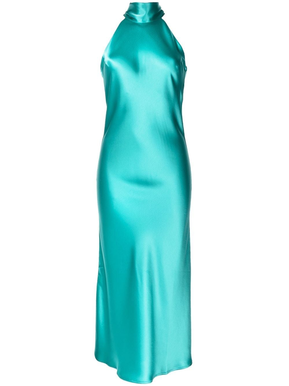 Galvan London Sienna satin halterneck dress - Blue von Galvan London