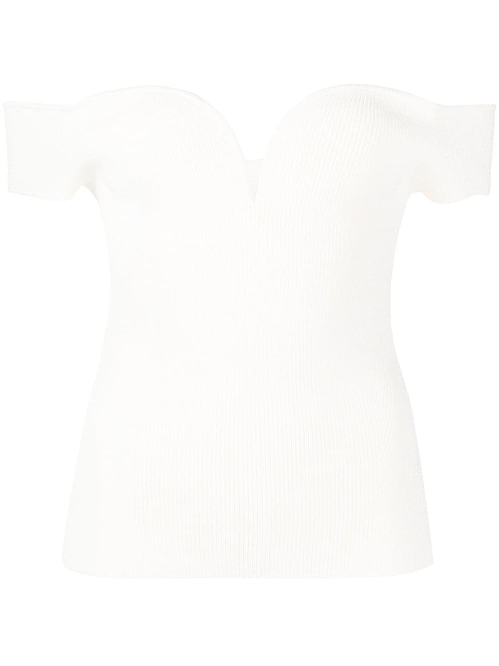 Galvan London fine-rib sweetheart neck top - White von Galvan London