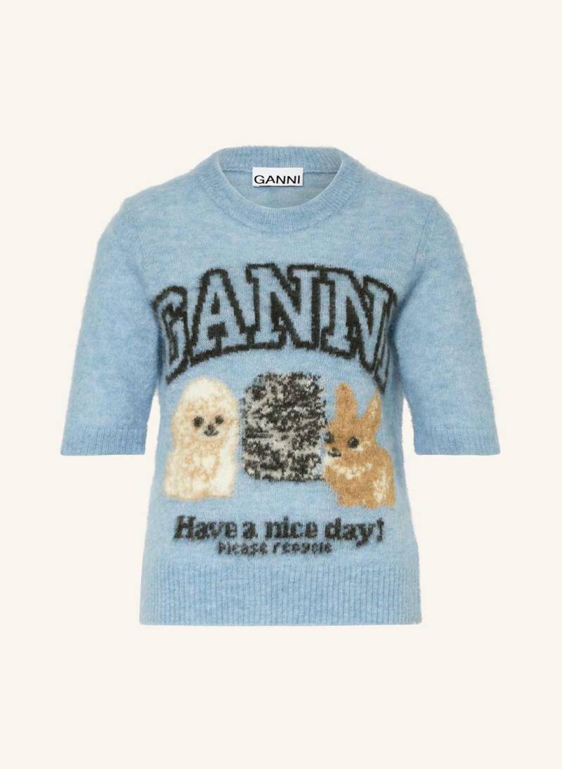 Ganni Strickshirt Mit Alpaka blau von Ganni