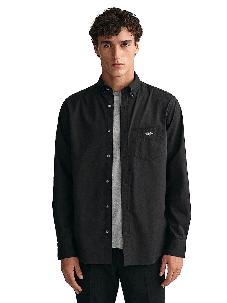 GANT Hemd Regular Fit  schwarz | M von Gant
