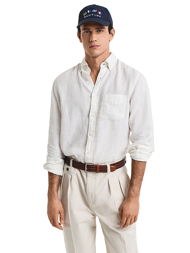 GANT Leinenhemd Regular Fit  weiss | M von Gant