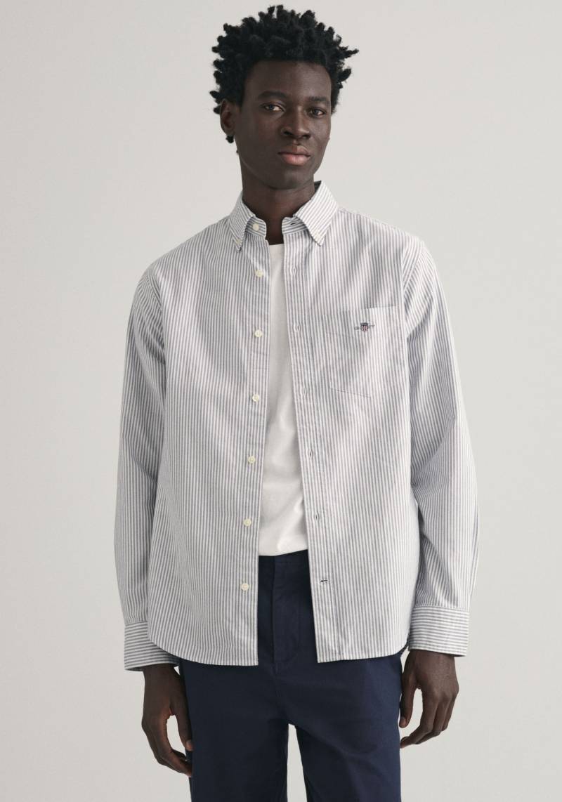 Gant Langarmhemd »Regular Fit Oxford Hemd strukturiert langlebig dicker gestreift«, mit dezenter Logostickerei von Gant