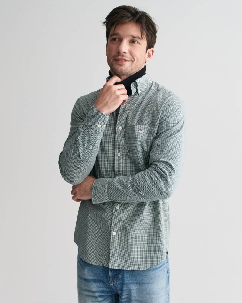 Gant Langarmhemd »REG POPLIN MICRO GINGHAM SHIRT«, Regular Fit Popeline Hemd mit Vichy-Minikaro von Gant