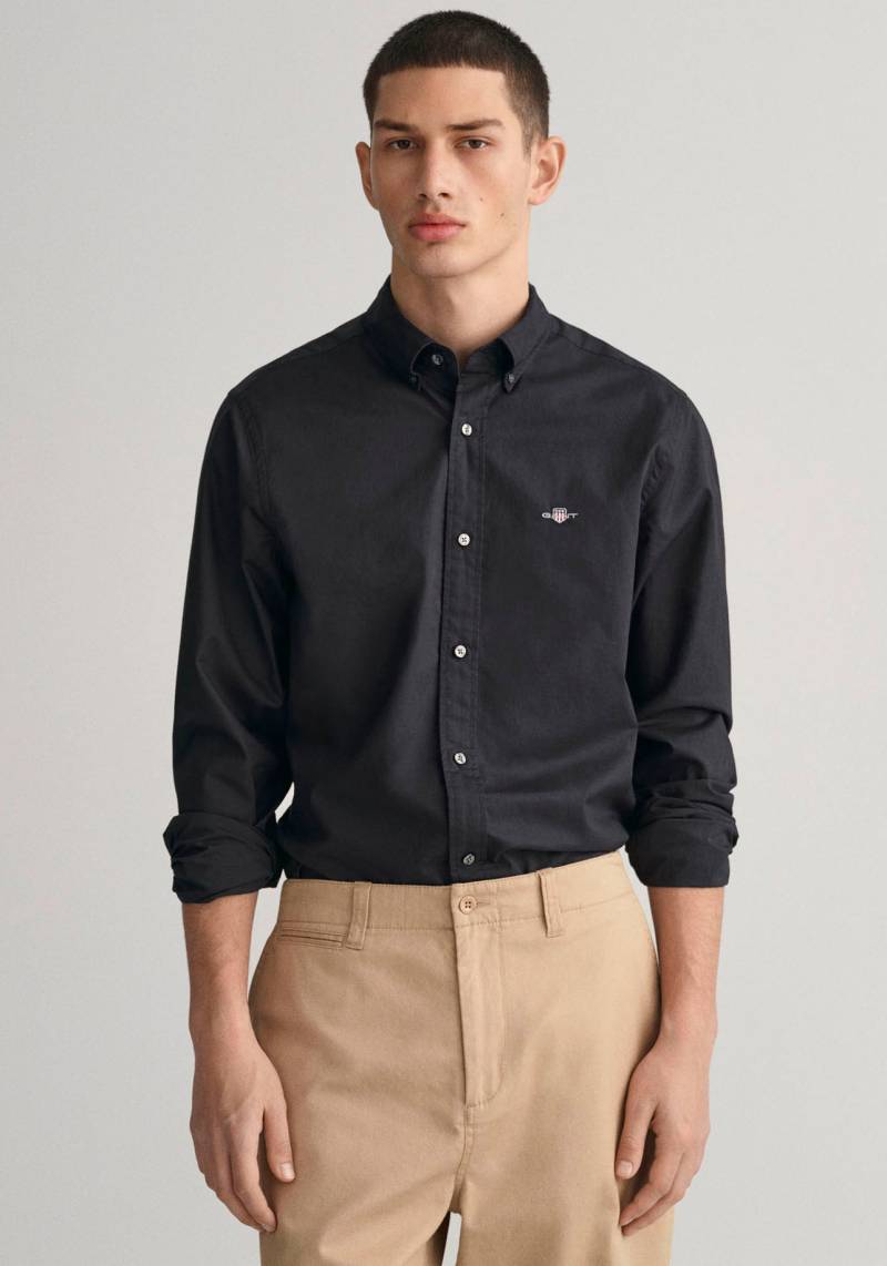 Gant Langarmhemd »Slim Fit Popeline Hemd leichte Baumwolle strapazierfähig pflegeleicht«, mit klassischer Logostickerei auf der Brust von Gant