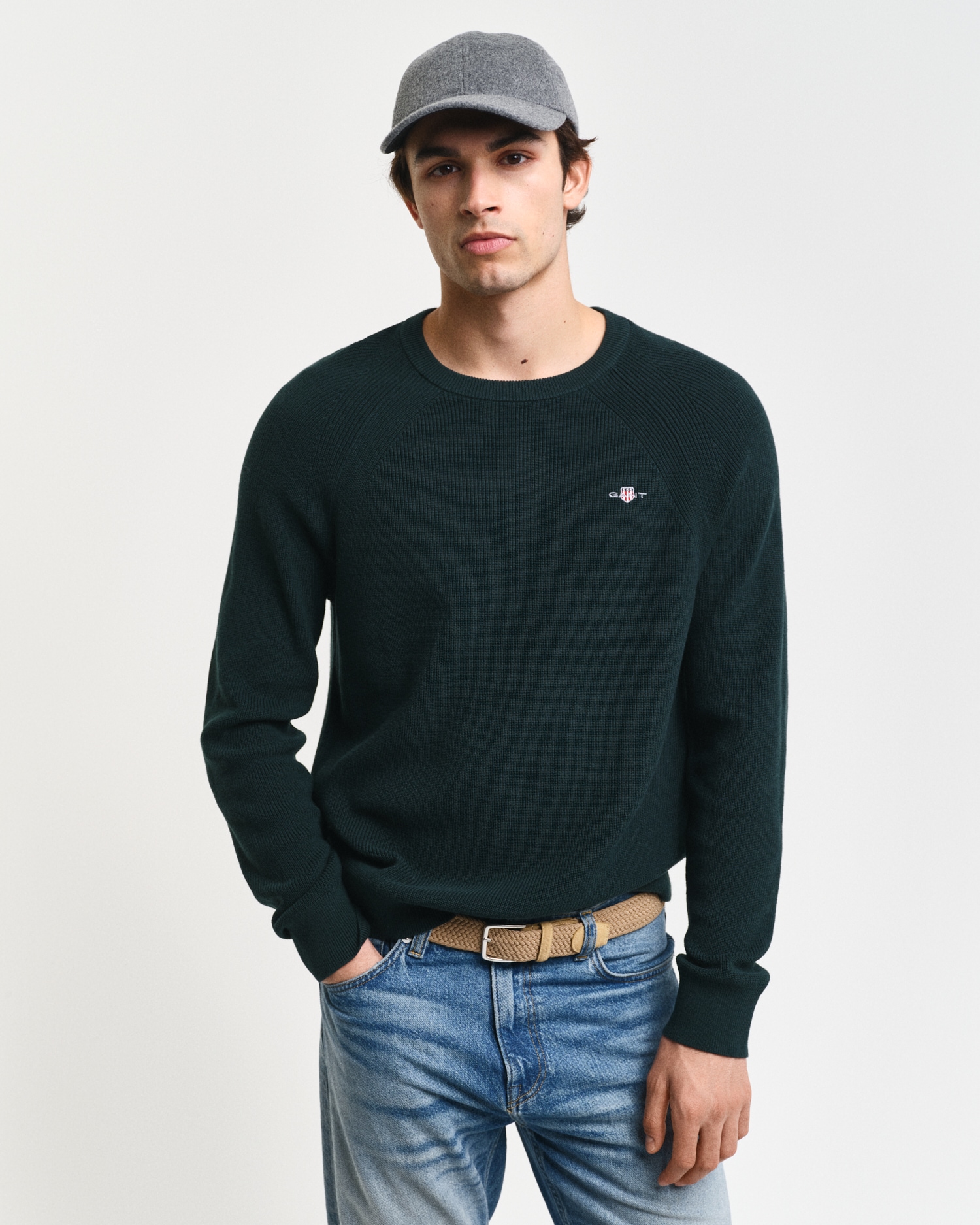 Gant Rundhalspullover »COTTON WOOL RIB C-NECK«, Rippstrickstruktur Gant Rundhalspullover »COTTON WOOL RIB C-NECK«, Rippstrickstruktur von Gant