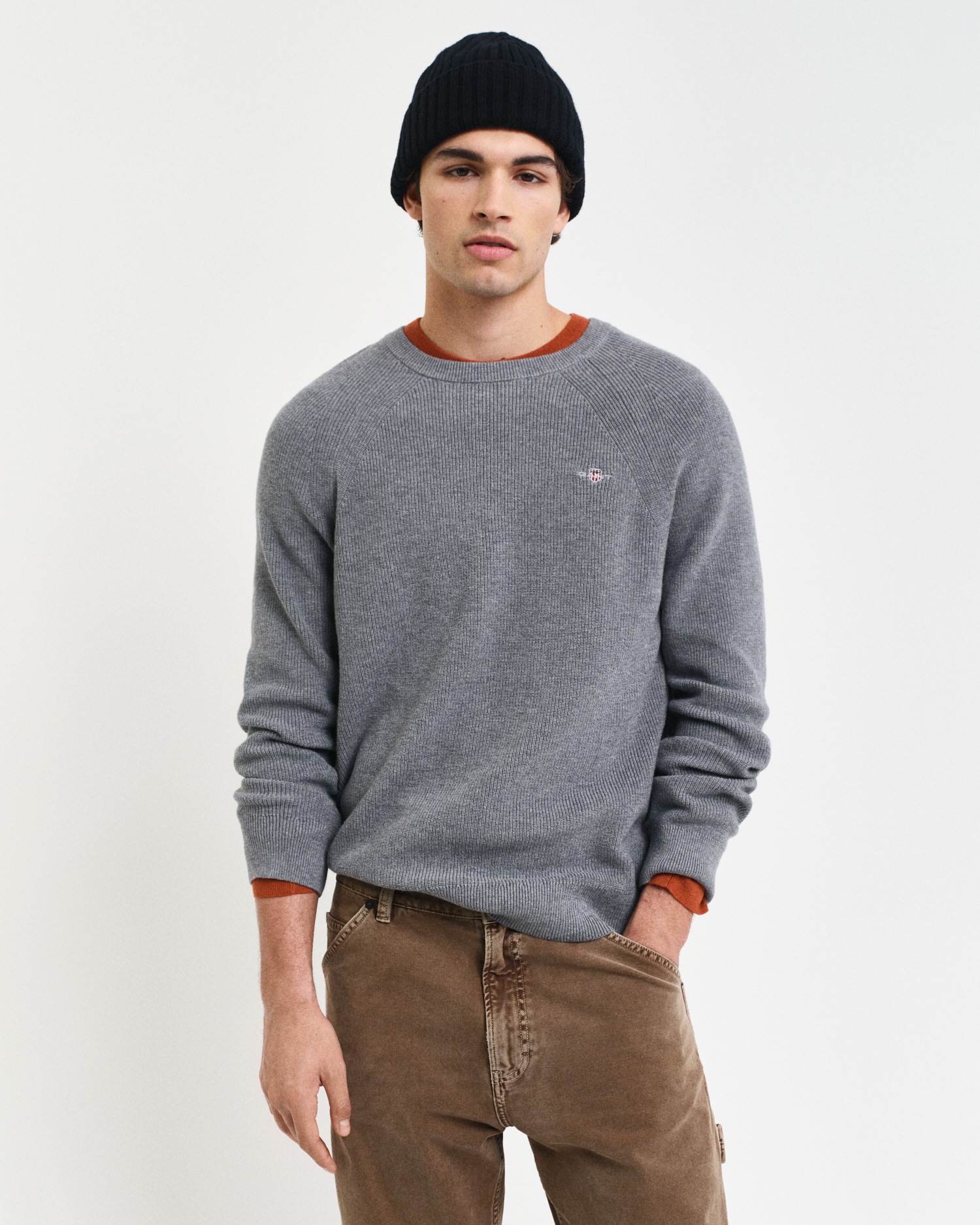 Gant Rundhalspullover »COTTON WOOL RIB C-NECK«, Rippstrickstruktur Gant Rundhalspullover »COTTON WOOL RIB C-NECK«, Rippstrickstruktur von Gant