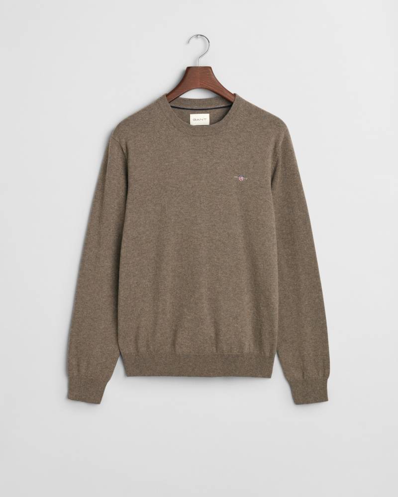 Gant Rundhalspullover »CTN/WO C-NECK«, mit Logostickerei von Gant