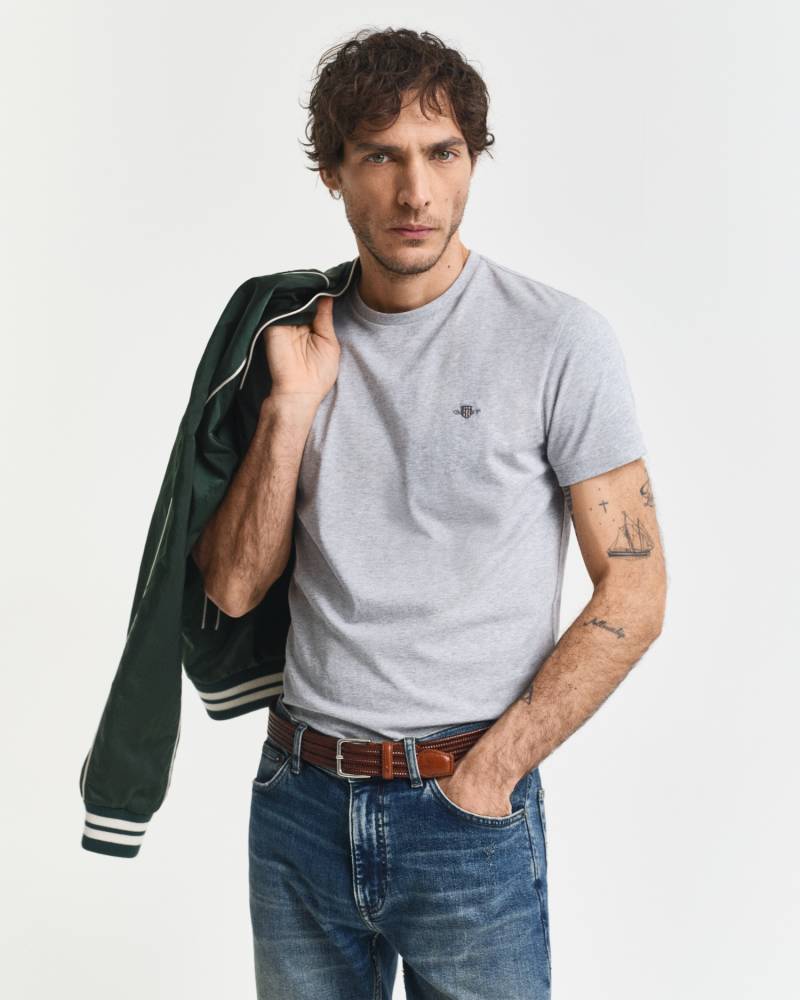 Gant T-Shirt »SLIM SHIELD SS T-SHIRT«, mit Logostickerei auf der Brust von Gant