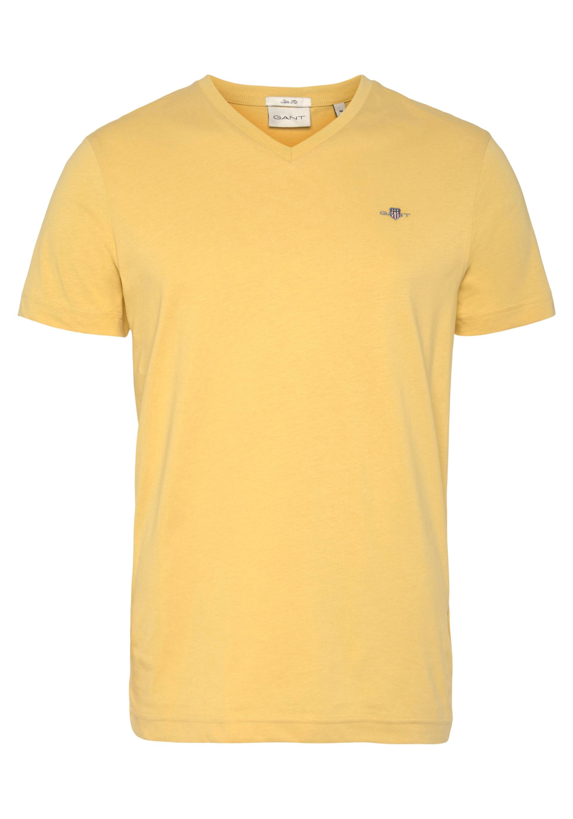 Gant T-Shirt »SLIM SHIELD V-NECK T-SHIRT«, mit einer kleinen Logostickerei auf der Brust von Gant