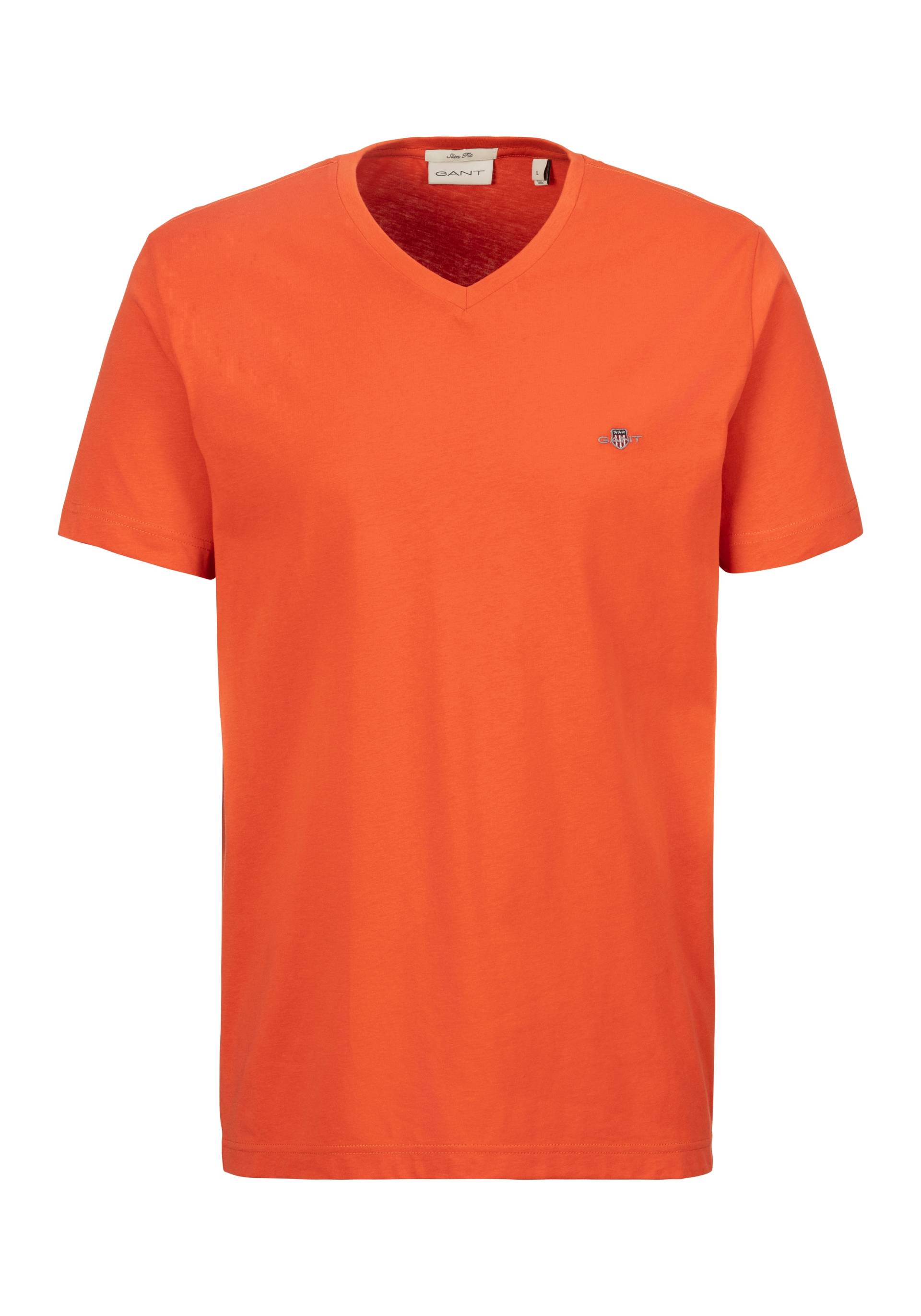 Gant T-Shirt »SLIM SHIELD V-NECK T-SHIRT«, mit einer kleinen Logostickerei auf der Brust von Gant