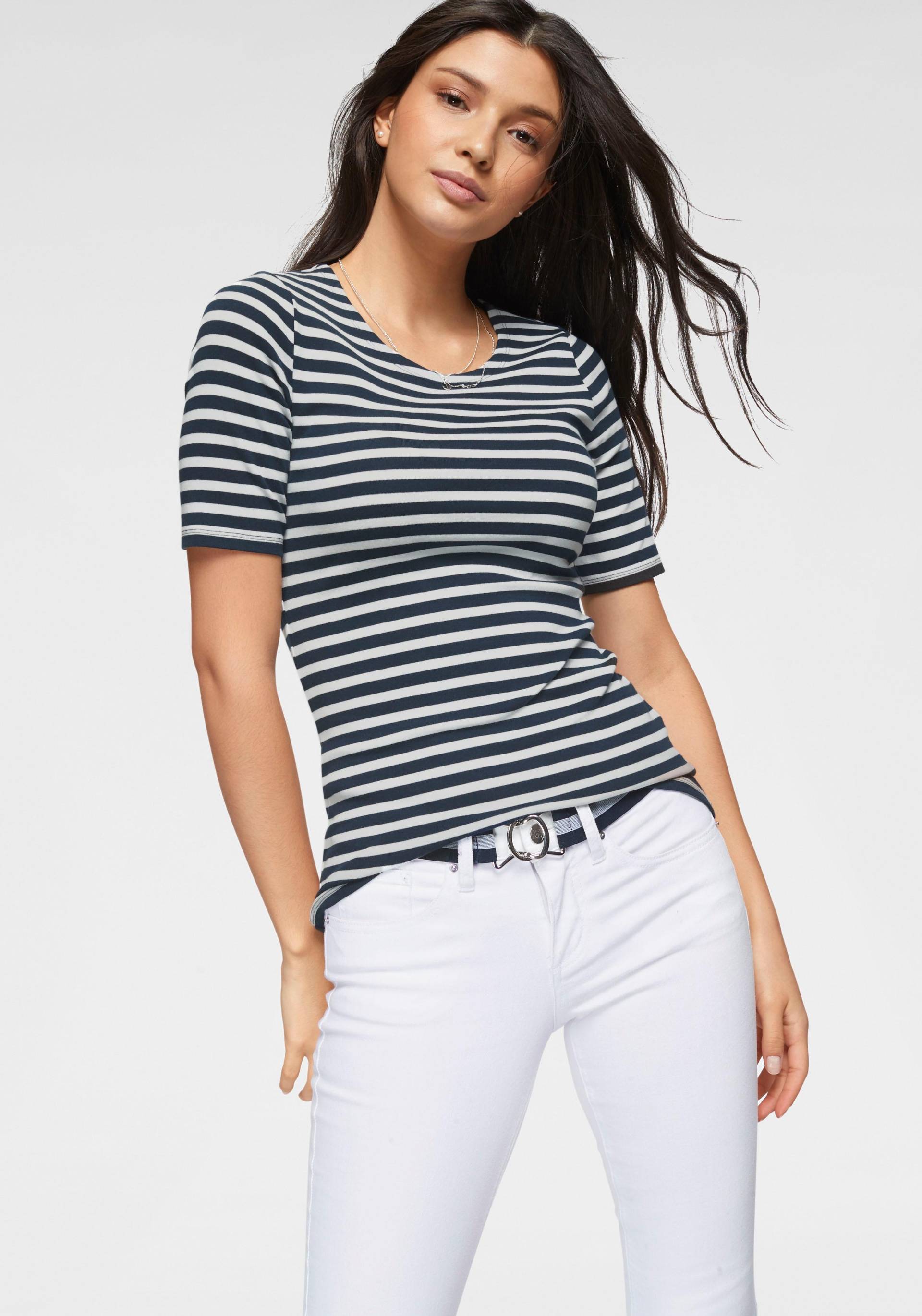 Gant T-Shirt »STRIPED 1X1 RIB LSS T-SHIRT«, (1 tlg.) von Gant