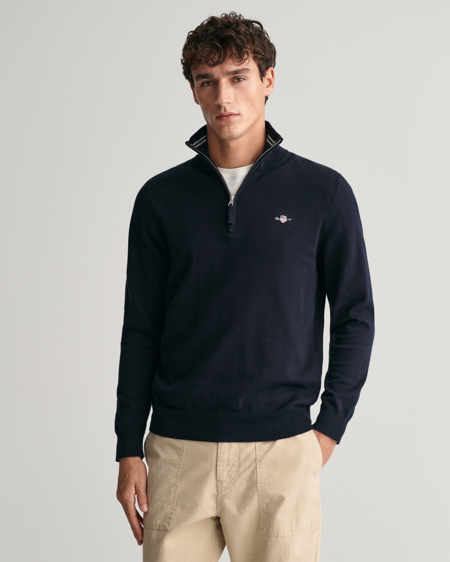 Gant Troyer »CLASSIC COTTON HALF ZIP«, mit gerippten Details von Gant