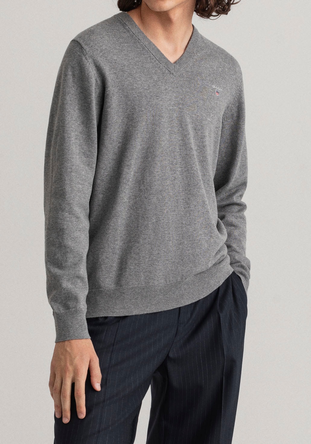 Gant V-Ausschnitt-Pullover »Classic Cotton V-Neck«, Premium Strickpullver aus weicher 100% Baumwolle, Übergangspullover von Gant