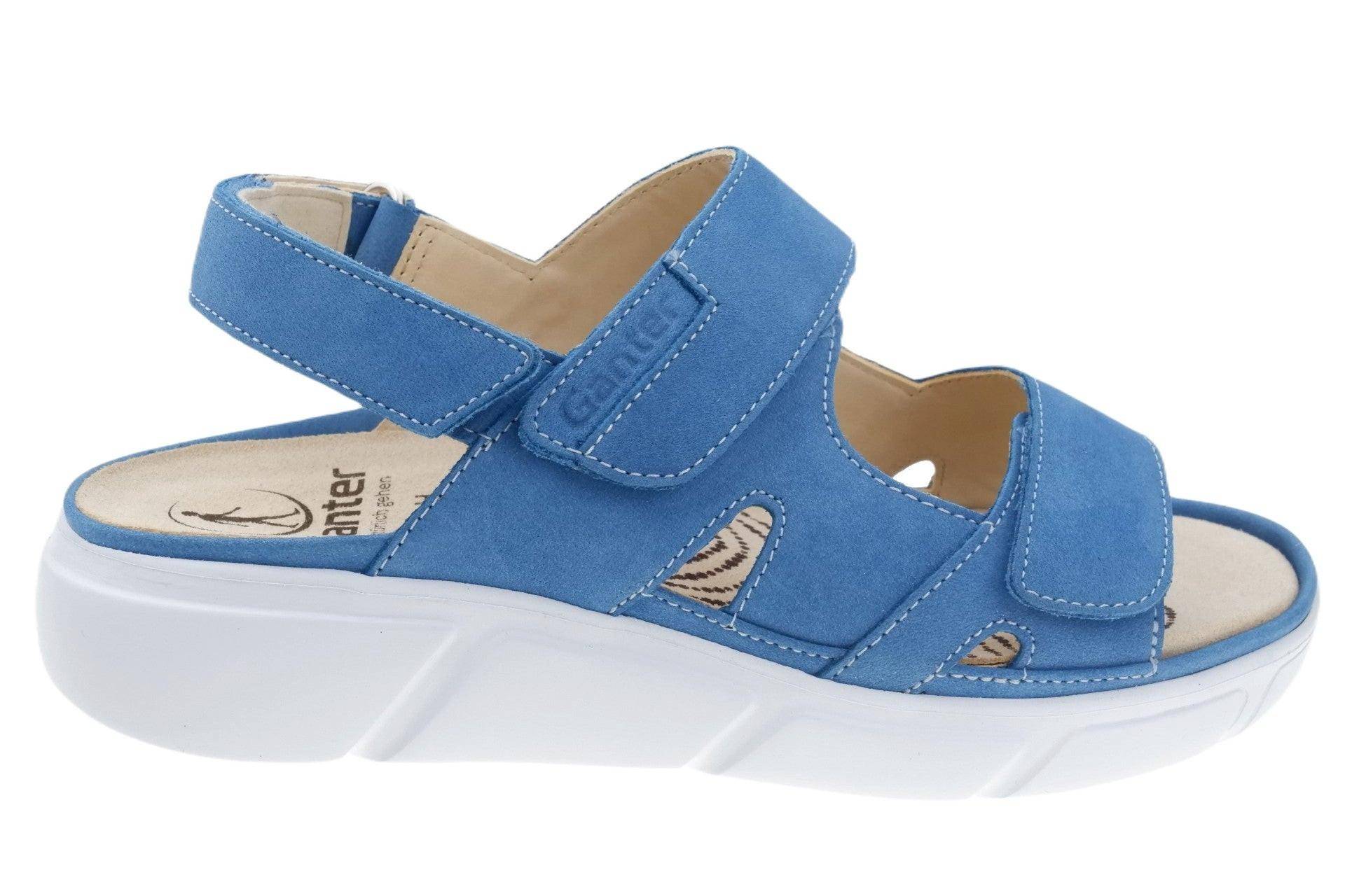 Halina - Nubuk Sandale Damen Blau 41 von Ganter