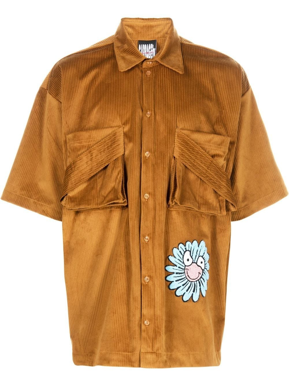 Garbage Tv floral-embroidery short-sleeve shirt - Brown von Garbage Tv